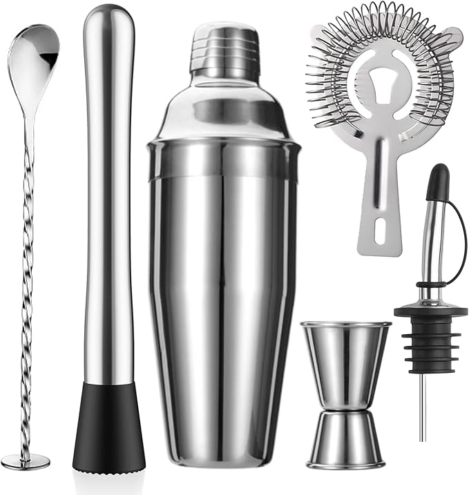 Cocktail Shaker Set 6 Piece Set Stainless Steel
