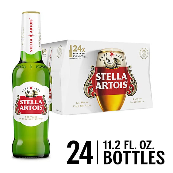 Stella Artois Premium Lager Beer In Bottles 24PK 11.2OZ