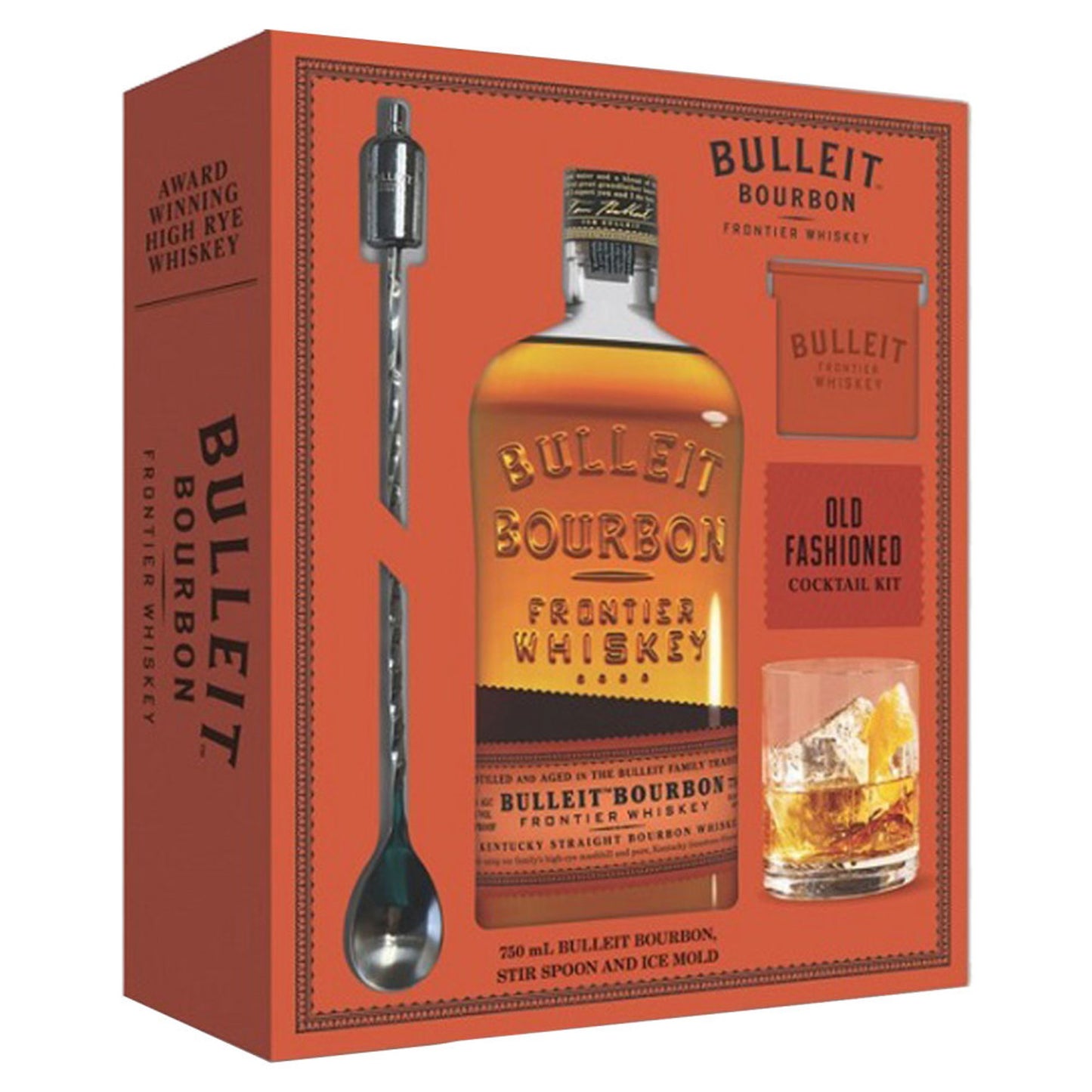 Bulleit Bourbon Frontier Whiskey With Stir Spoon And Ice Mold Gift Box 750ML
