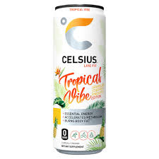 CELSIUS Sparkling Tropical Vibe, Functional Energy Drink 12 FL OZ Can