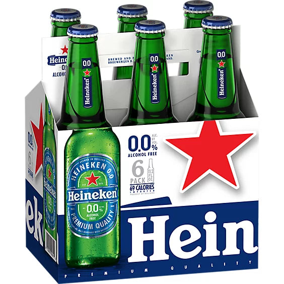 Heineken 0.0 Non-Alcoholic Beer Bottles 6P 11.2OZ