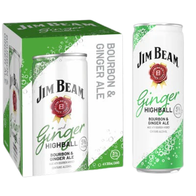 Jim Beam Bourbon & Ginger Ale 4 Pack 355ML