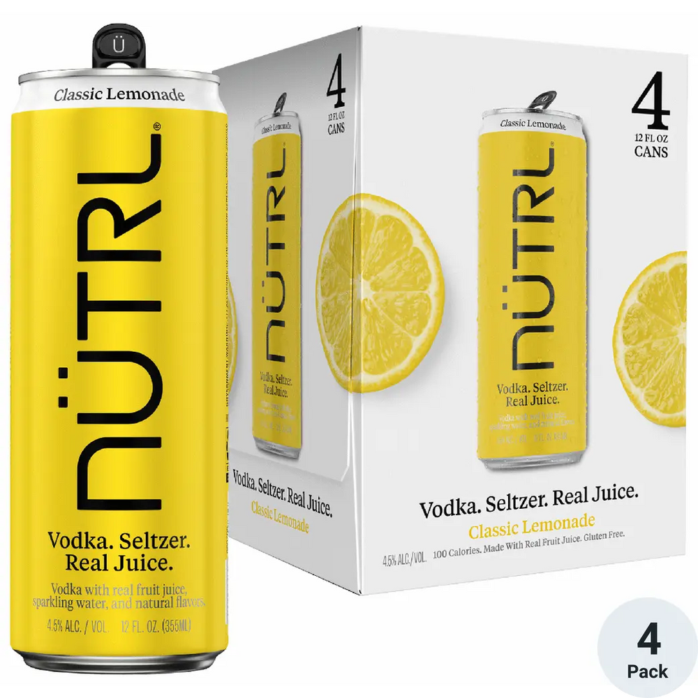 NUTRL Classic Lemonade Vodka Hard Seltzer Cans 4pack 12OZ