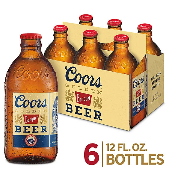 Coors Banquet American Style Lager Beer Bottles 6PK 12OZ